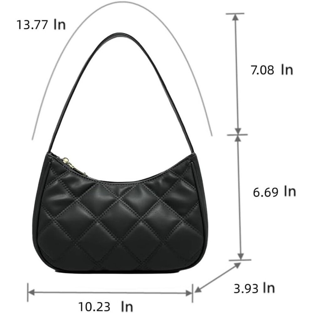 Women’s Black lg  Cute Hobo Tote Handbag Mini Clutch Purse with Zipper Closure - Picture 2 of 4